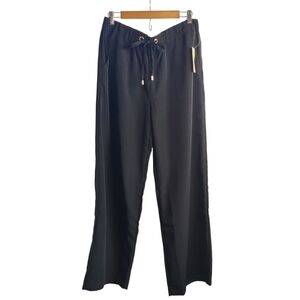 NWT Michael Kors Women's Black Wide Leg Drawstring Waist Pants Size Large NWT